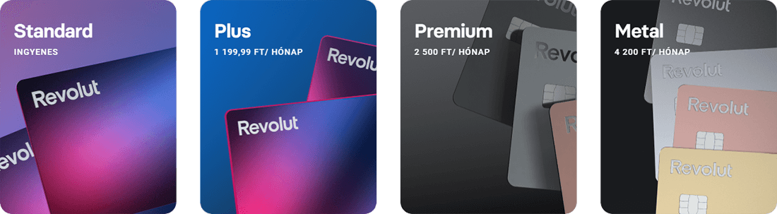 Revolut csomagok - Standard, Plus, Premium, Metal